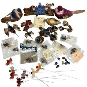 Vintage Lot 50+ Craft Flocked MUSHROOM BIRDS Assorted Colors Darice .5” - 6” NOS
